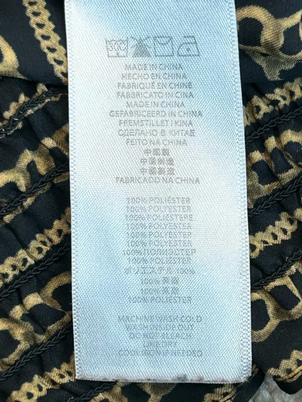Michael Michael Kors women's blouse black gold chain print elastic waistband L - Picture 10 of 11